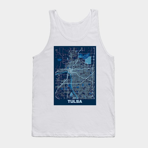 Tulsa - United States Peace City Map Tank Top by tienstencil